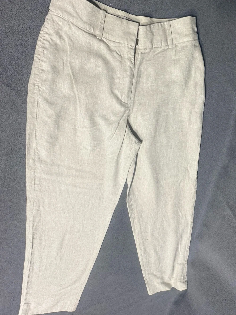 H&M Women's Light Cream Linen-Blend Tapered Pants